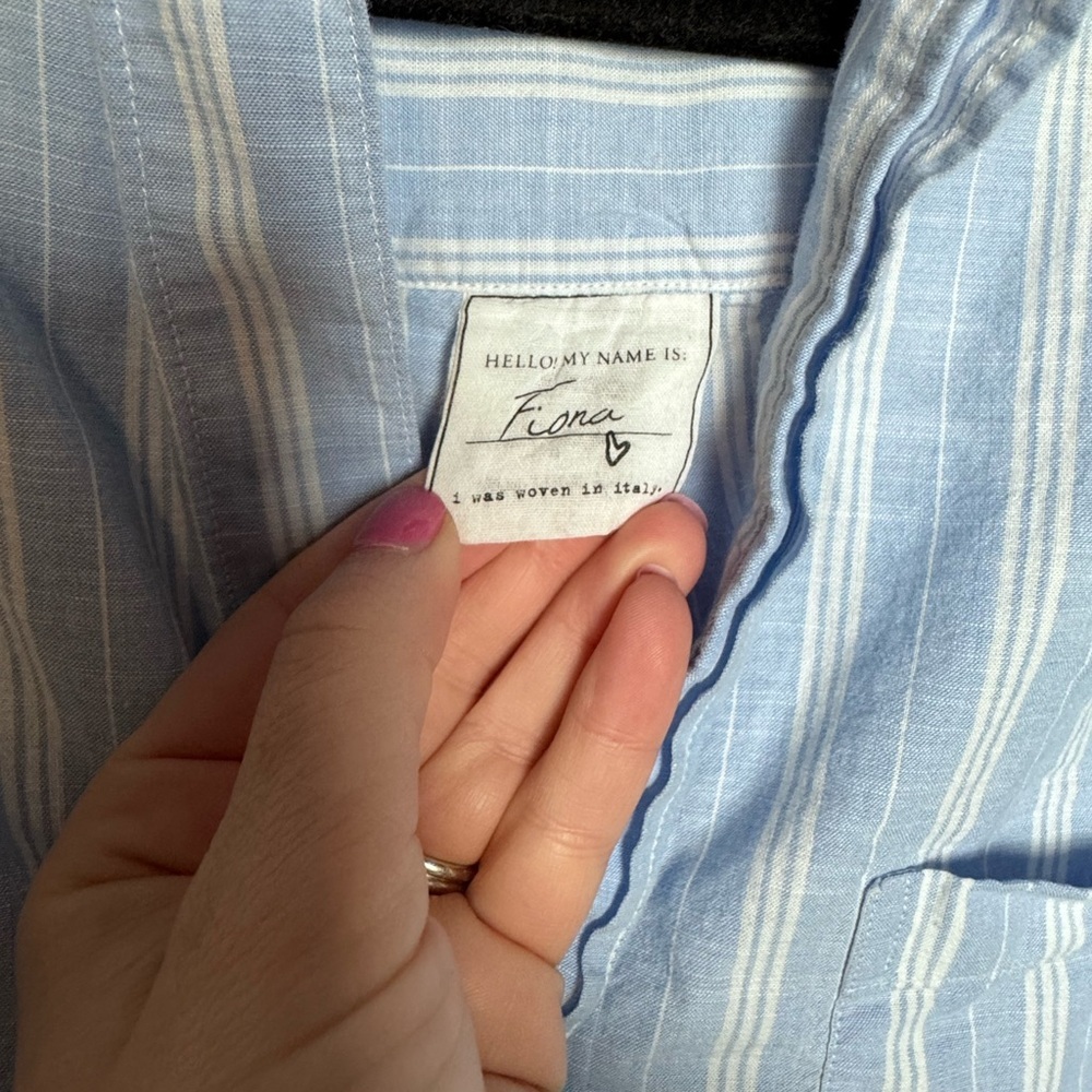 Frank & Eileen Fiona Striped Blue Sleeveless Button Down Top XS - Picture 7 of 11